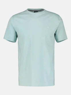 Basic T-shirt met logosteek, effen kleur