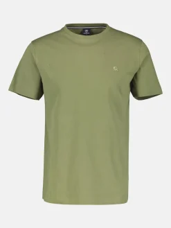 Basic T-shirt met logosteek, effen kleur