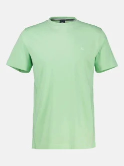 Basic T-shirt met logosteek, effen kleur