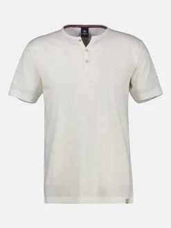 Serafino-Shirt in unifarbener Strukturware